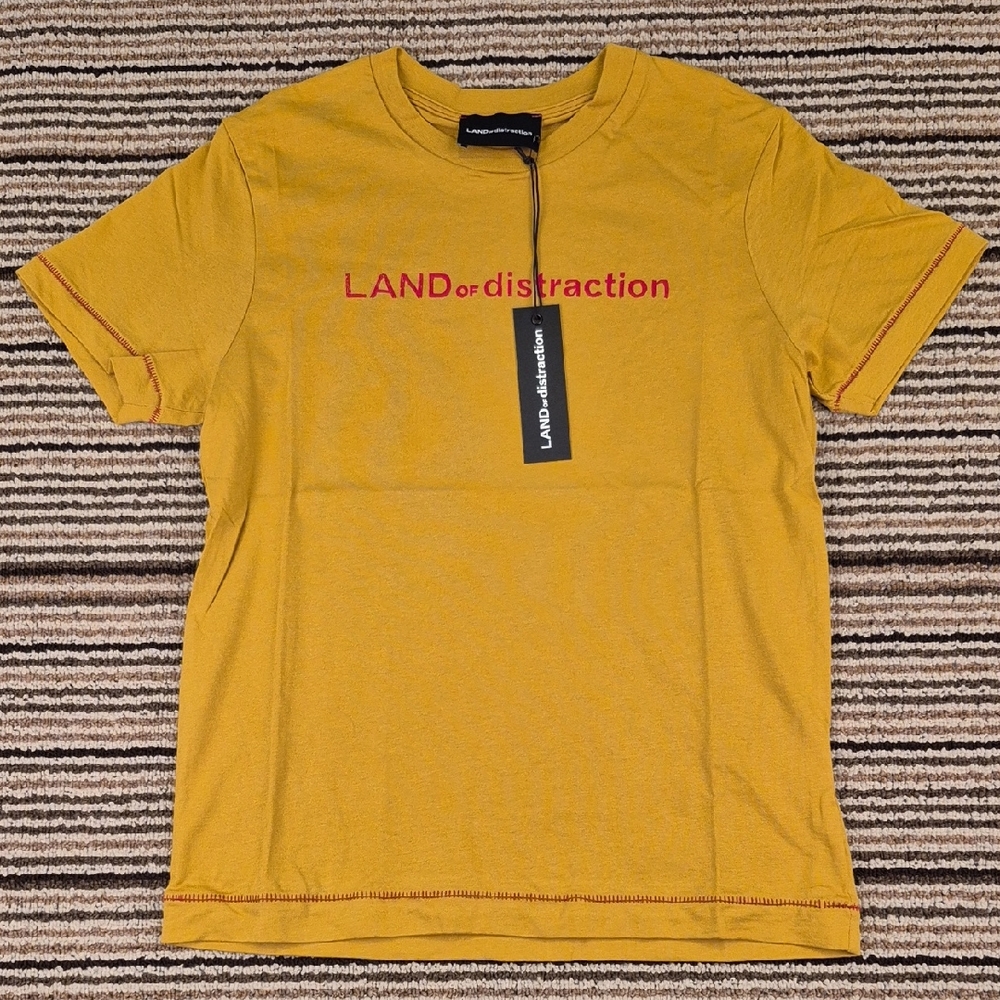 LAND OF DISTRACTION Mustard Kate Organic Cotton Womens Sz S Short Sleeve Top‎